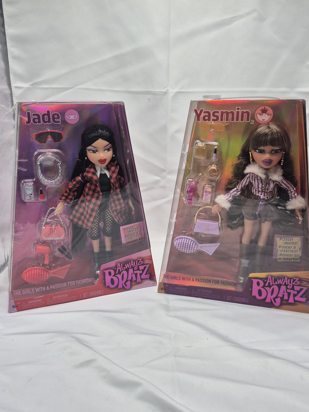 Bratz Alwayz Dolls - Jade (Black & Red) and Yasmin (Brown & Purple)